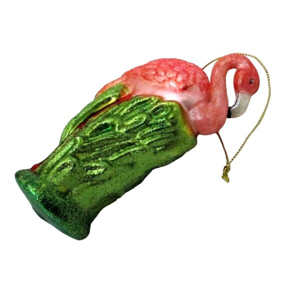 Flamingo Bird Glass Christmas Ornament Decoration - Picture 3 of 6